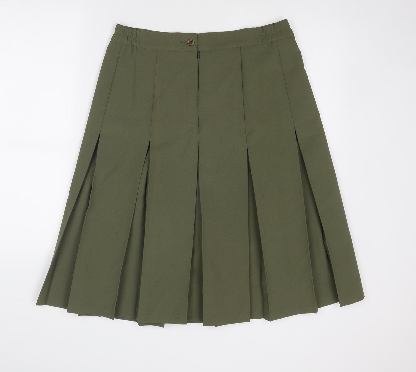Damart Womens Green Polyester Pleated Skirt Size 32 in Zip