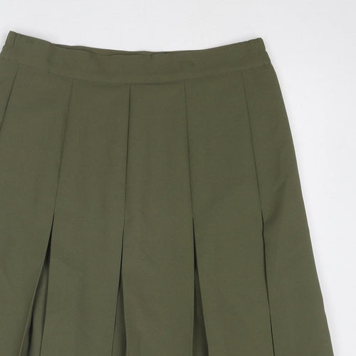 Damart Womens Green Polyester Pleated Skirt Size 32 in Zip