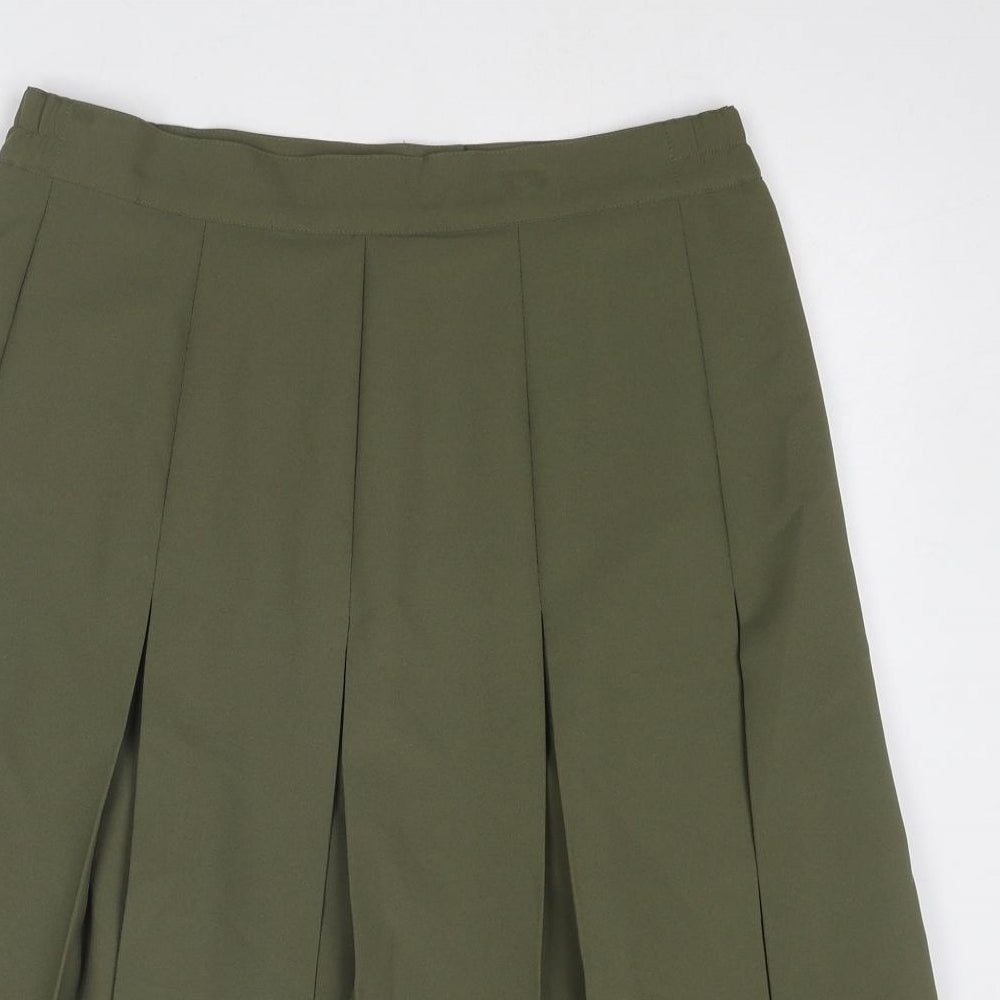 Damart Womens Green Polyester Pleated Skirt Size 32 in Zip