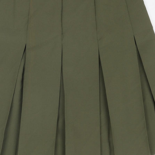 Damart Womens Green Polyester Pleated Skirt Size 32 in Zip