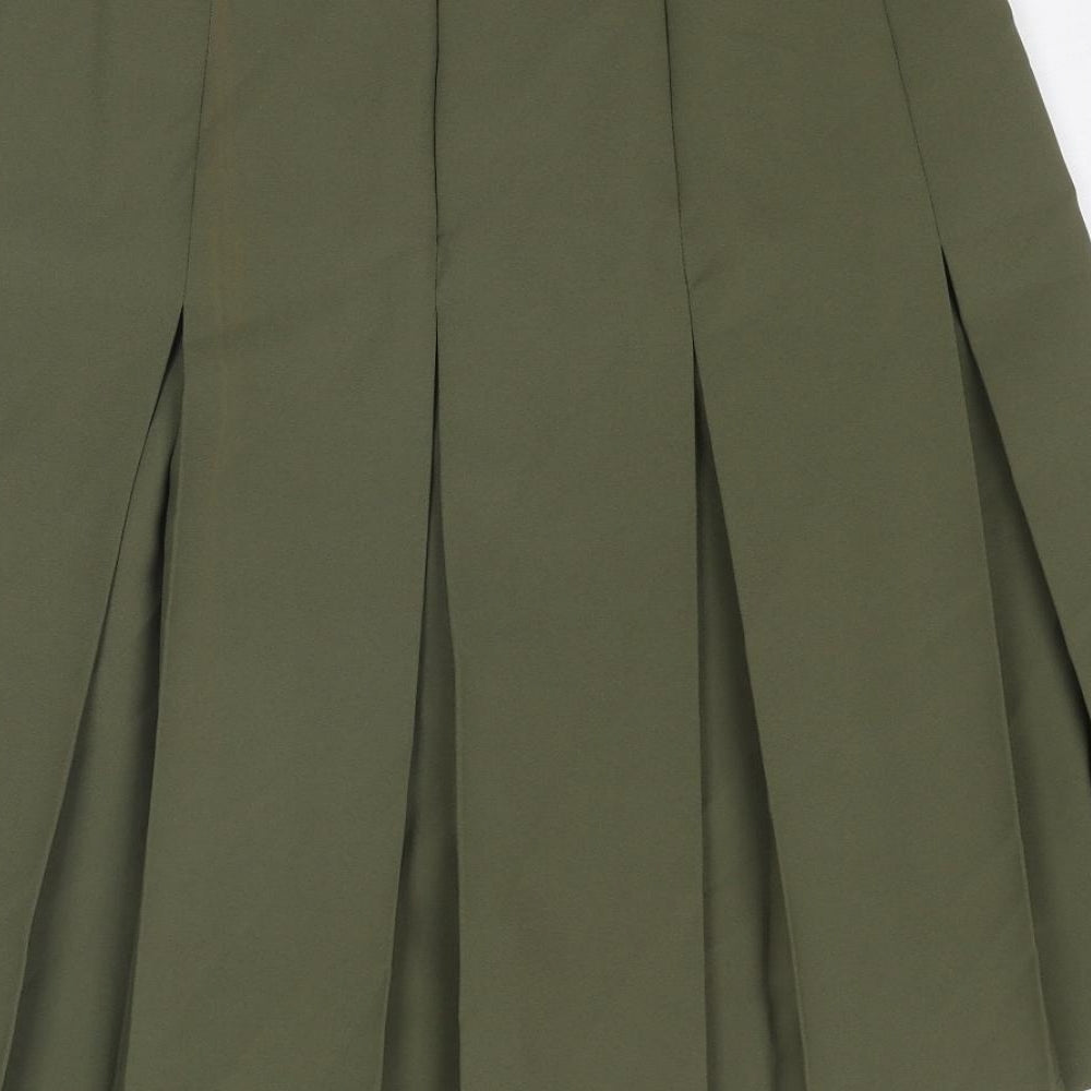Damart Womens Green Polyester Pleated Skirt Size 32 in Zip