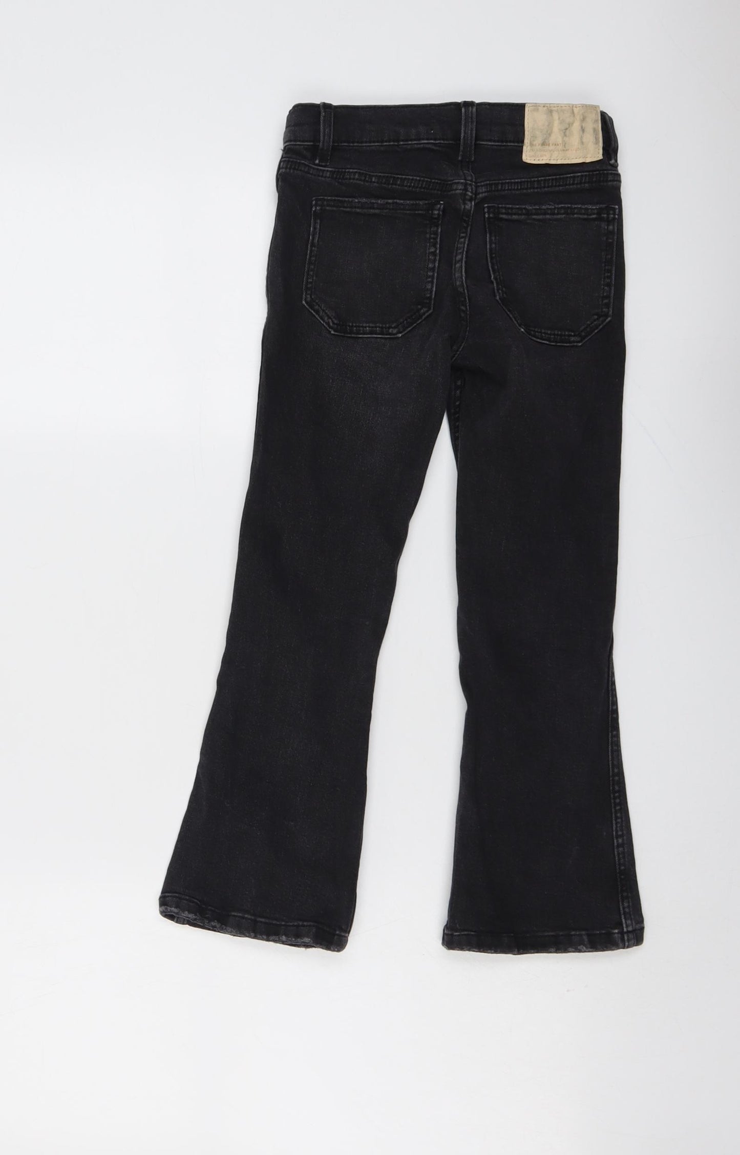 Zara Girls Black Cotton Bootcut Jeans Size 7 Years Regular Button