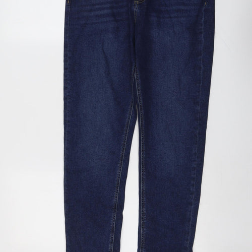 Warehouse Womens Blue Cotton Straight Jeans Size 14 L30 in Regular Button