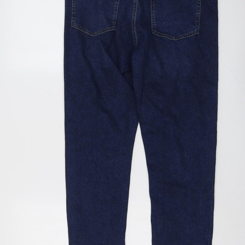 Warehouse Womens Blue Cotton Straight Jeans Size 14 L30 in Regular Button