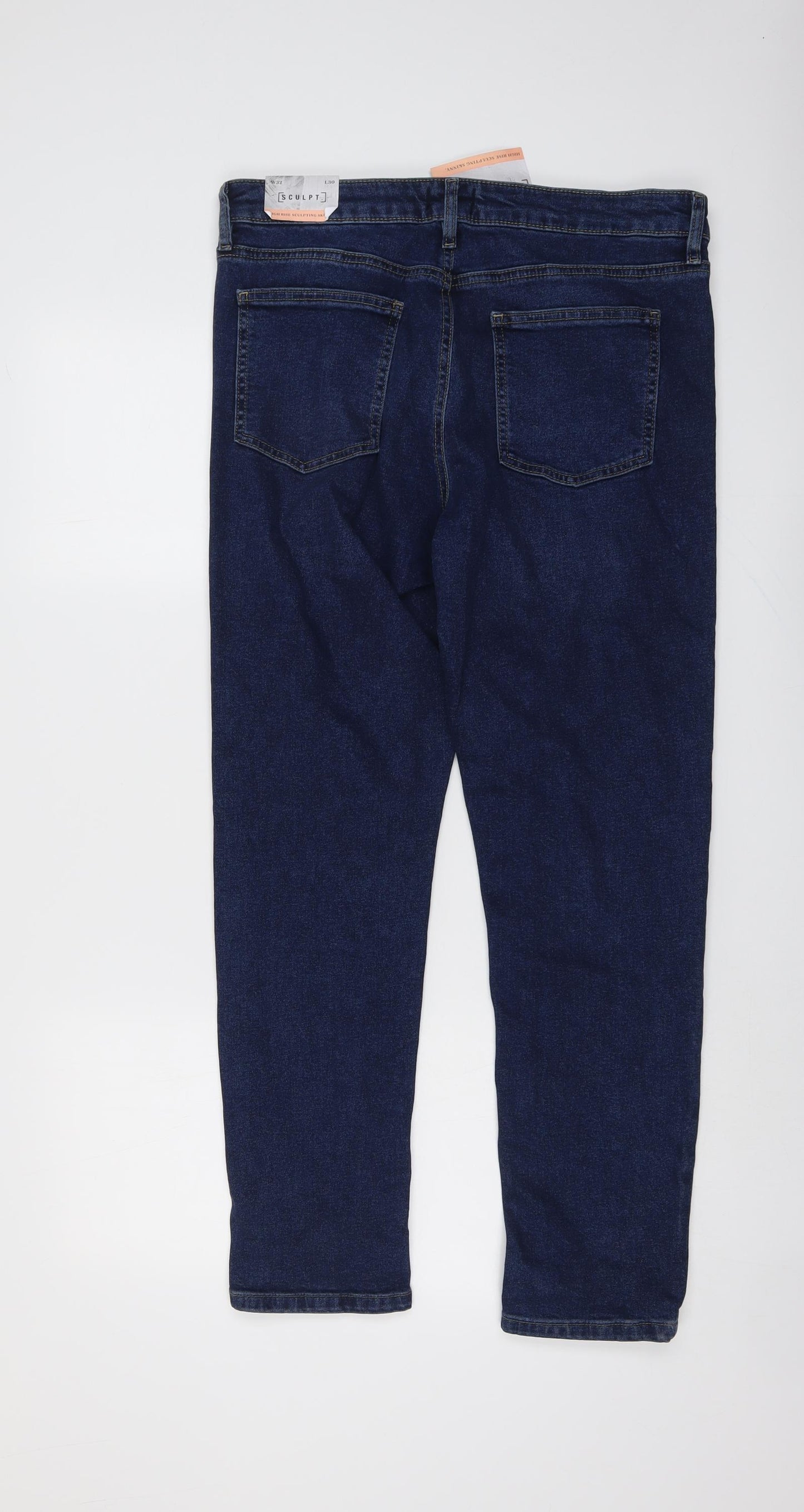 Warehouse Womens Blue Cotton Straight Jeans Size 14 L30 in Regular Button