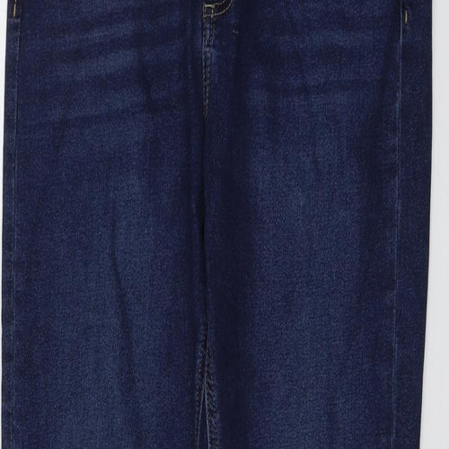 Warehouse Womens Blue Cotton Straight Jeans Size 14 L30 in Regular Button