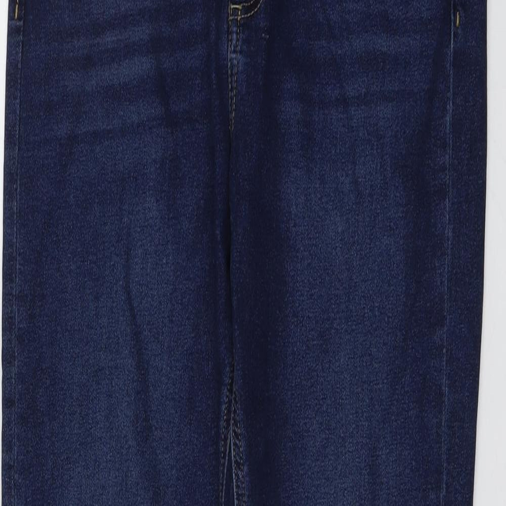 Warehouse Womens Blue Cotton Straight Jeans Size 14 L30 in Regular Button