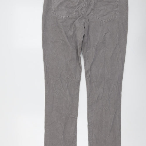 Lands' End Womens Grey Cotton Trousers Size 14 L29 in Regular Button