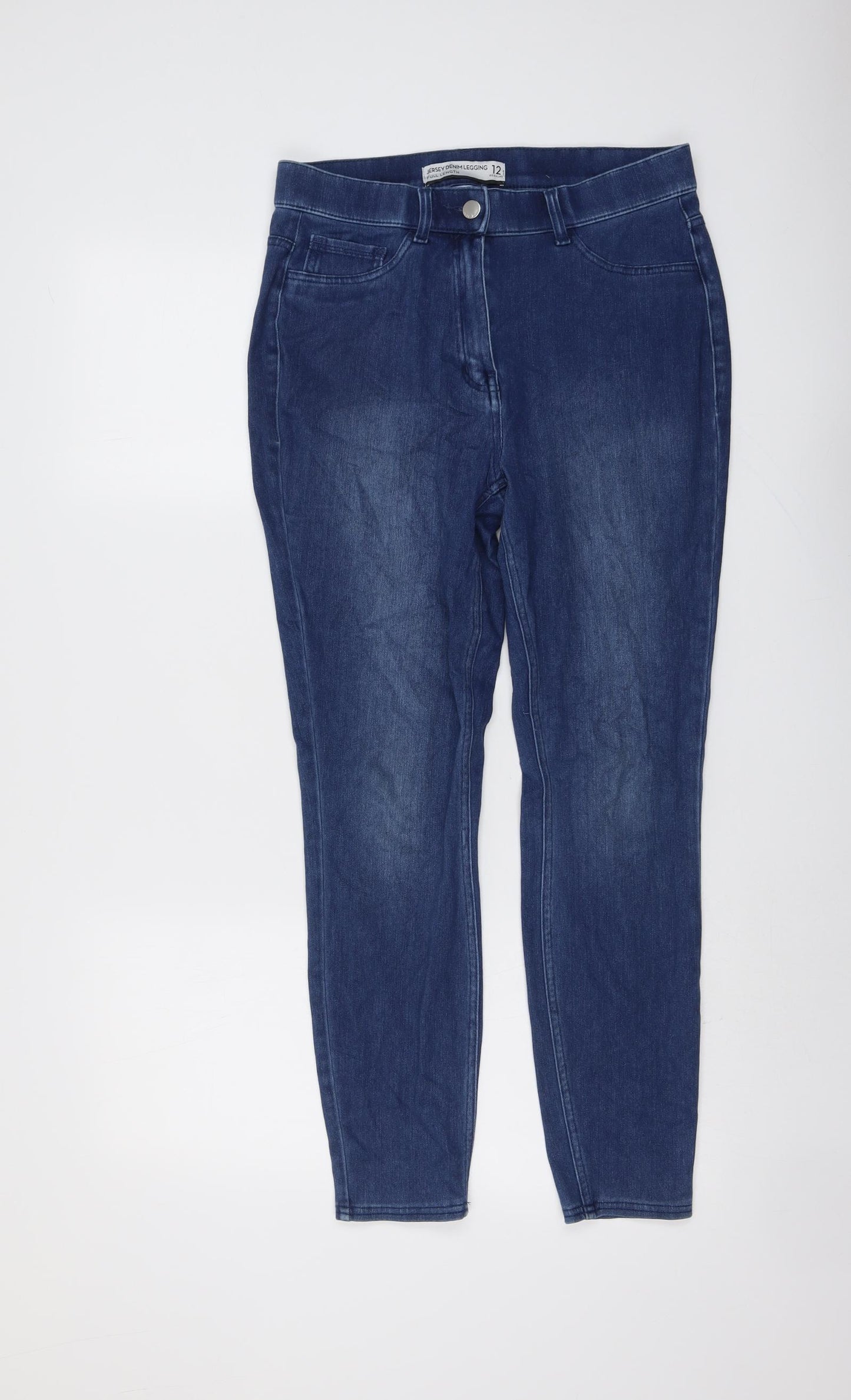 NEXT Womens Blue Cotton Skinny Jeans Size 12 L27 in Regular Button