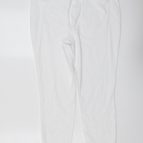 NEXT Womens White Cotton Jegging Jeans Size 14 L25 in Regular Button