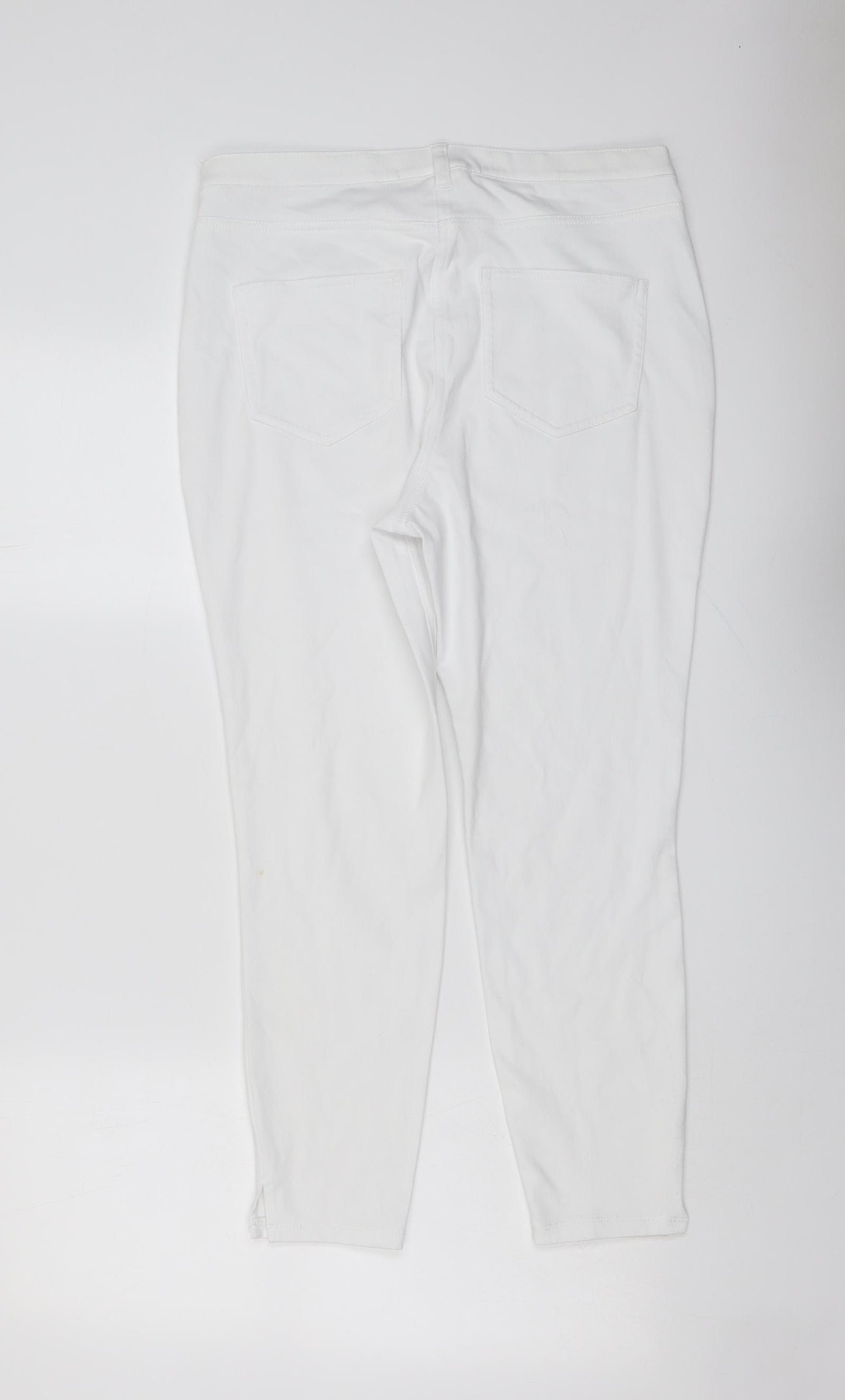 NEXT Womens White Cotton Jegging Jeans Size 14 L25 in Regular Button