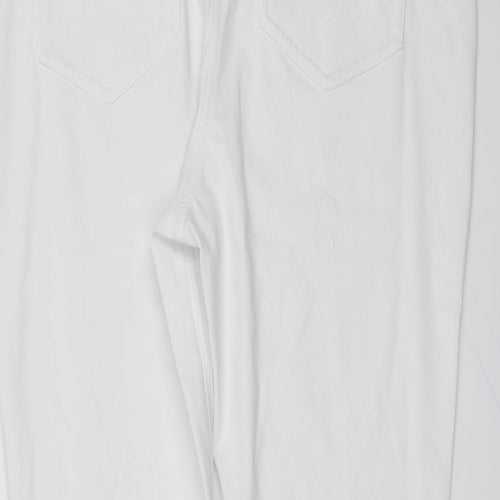 NEXT Womens White Cotton Jegging Jeans Size 14 L25 in Regular Button