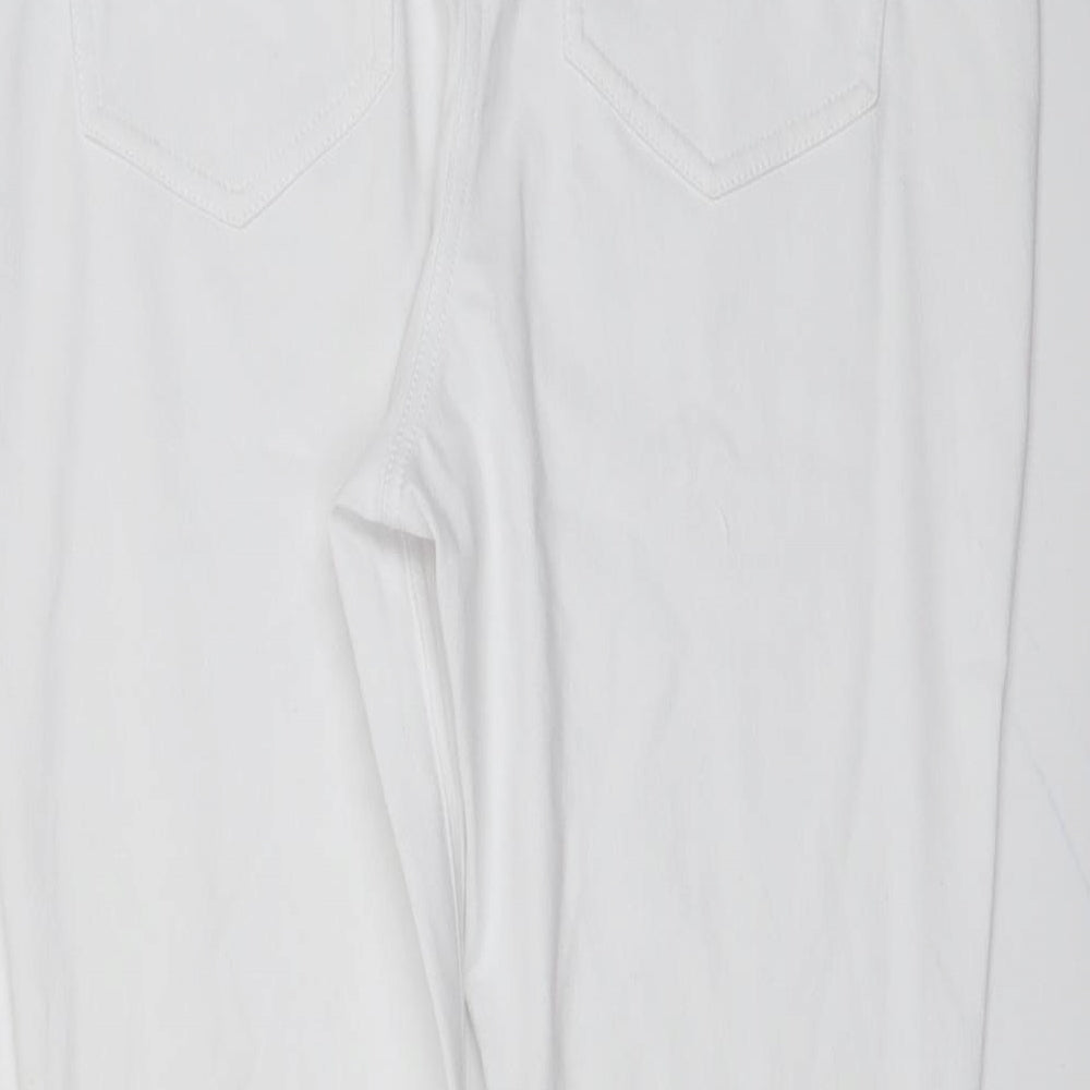 NEXT Womens White Cotton Jegging Jeans Size 14 L25 in Regular Button