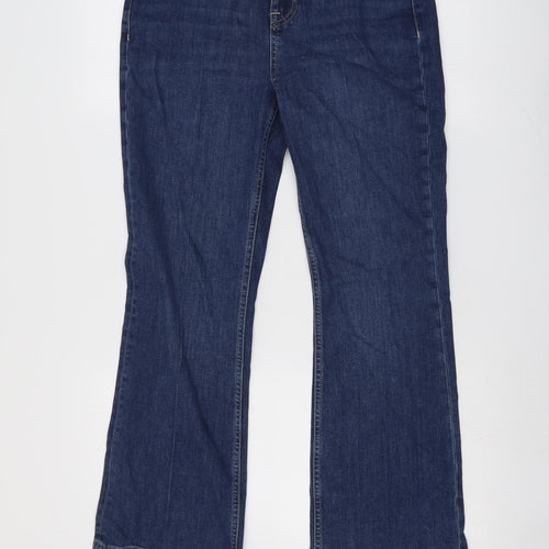 Marks and Spencer Womens Blue Cotton Bootcut Jeans Size 12 L29 in Regular Button