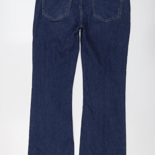 Marks and Spencer Womens Blue Cotton Bootcut Jeans Size 12 L29 in Regular Button