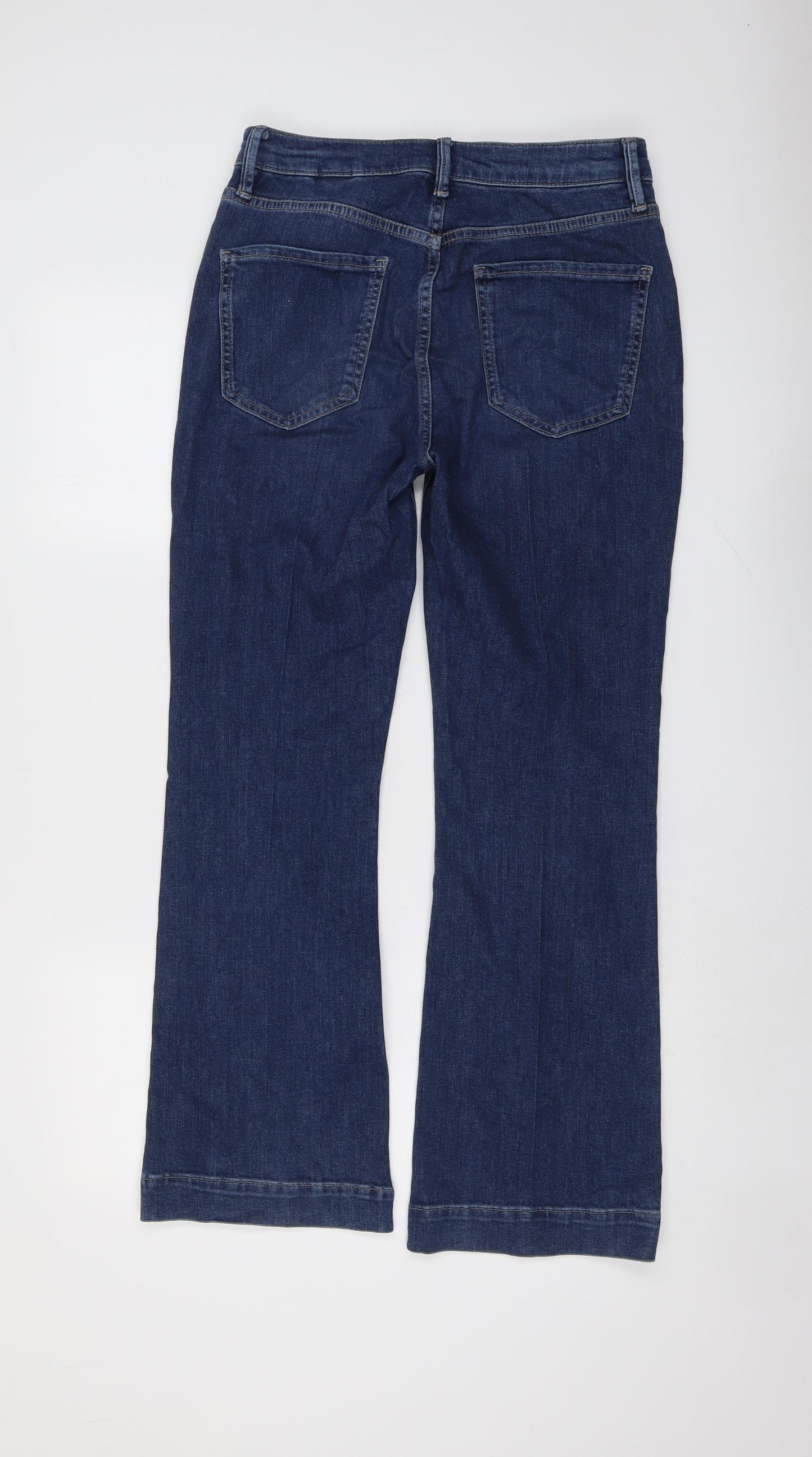 Marks and Spencer Womens Blue Cotton Bootcut Jeans Size 12 L29 in Regular Button