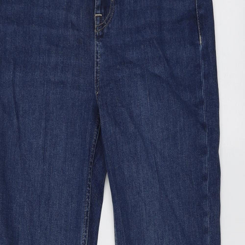 Marks and Spencer Womens Blue Cotton Bootcut Jeans Size 12 L29 in Regular Button