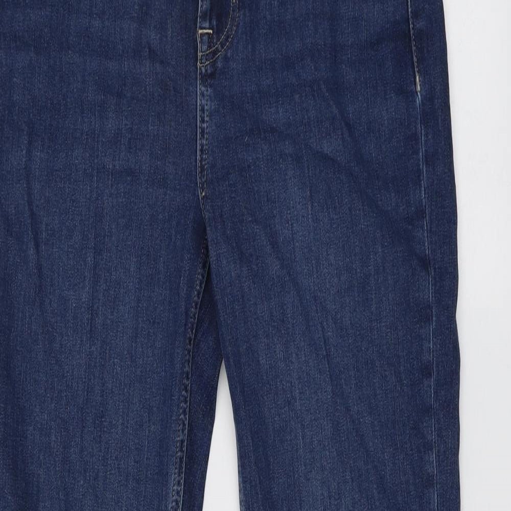 Marks and Spencer Womens Blue Cotton Bootcut Jeans Size 12 L29 in Regular Button