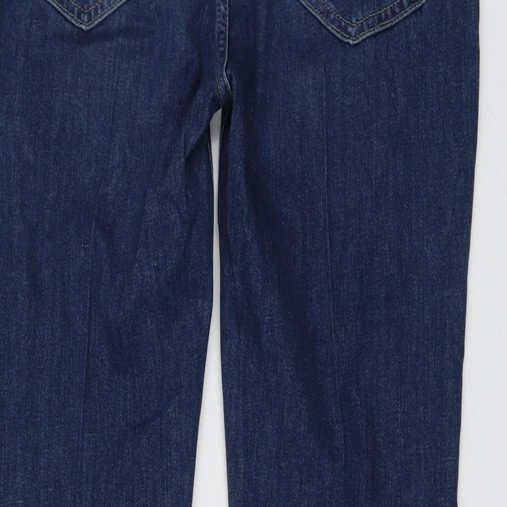 Marks and Spencer Womens Blue Cotton Bootcut Jeans Size 12 L29 in Regular Button
