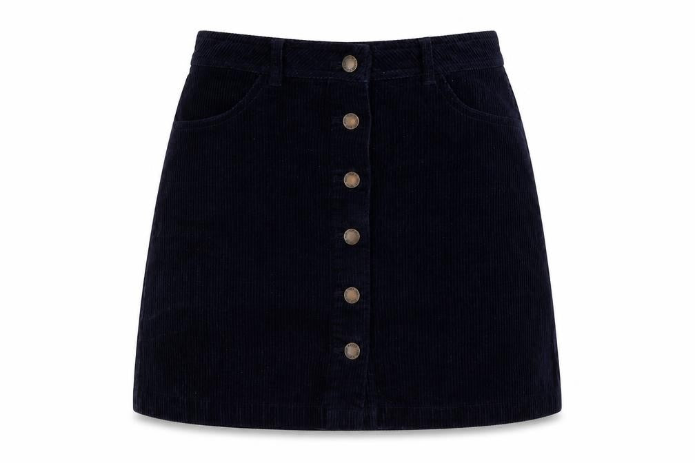 Miss Selfridge Womens Blue Cotton A-Line Skirt Size 10 Button