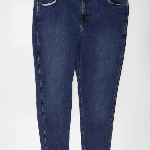 Marks and Spencer Womens Blue Cotton Skinny Jeans Size 20 L25 in Regular Button