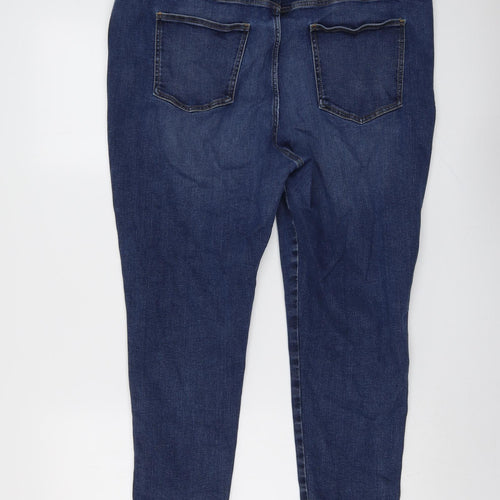 Marks and Spencer Womens Blue Cotton Skinny Jeans Size 20 L25 in Regular Button