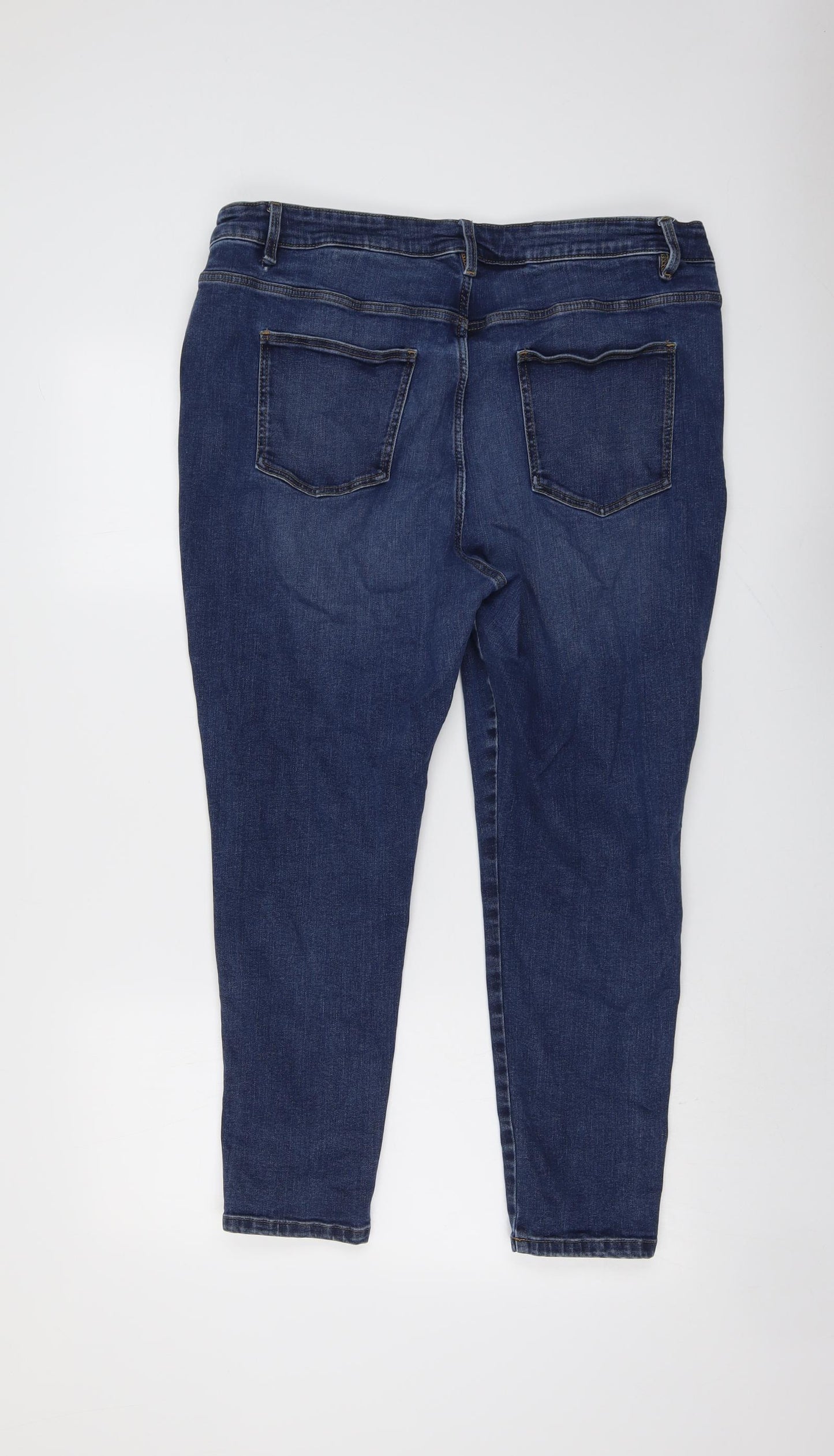 Marks and Spencer Womens Blue Cotton Skinny Jeans Size 20 L25 in Regular Button