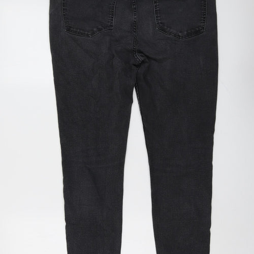 Marks and Spencer Womens Grey Cotton Skinny Jeans Size 16 L28 in Regular Button