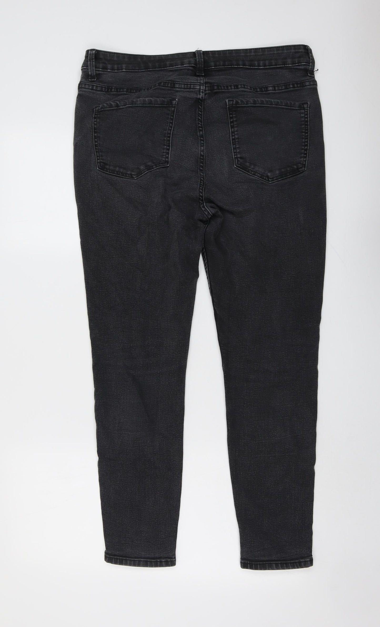 Marks and Spencer Womens Grey Cotton Skinny Jeans Size 16 L28 in Regular Button