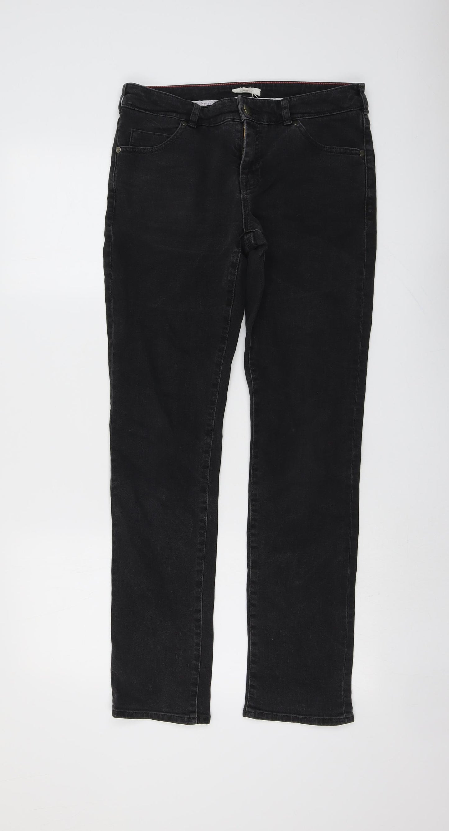 White Stuff Womens Grey Cotton Straight Jeans Size 10 L31 in Regular Button