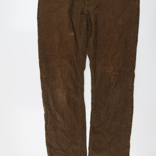 J.CREW Mens Brown Cotton Trousers Size 31 in L32 in Regular Button