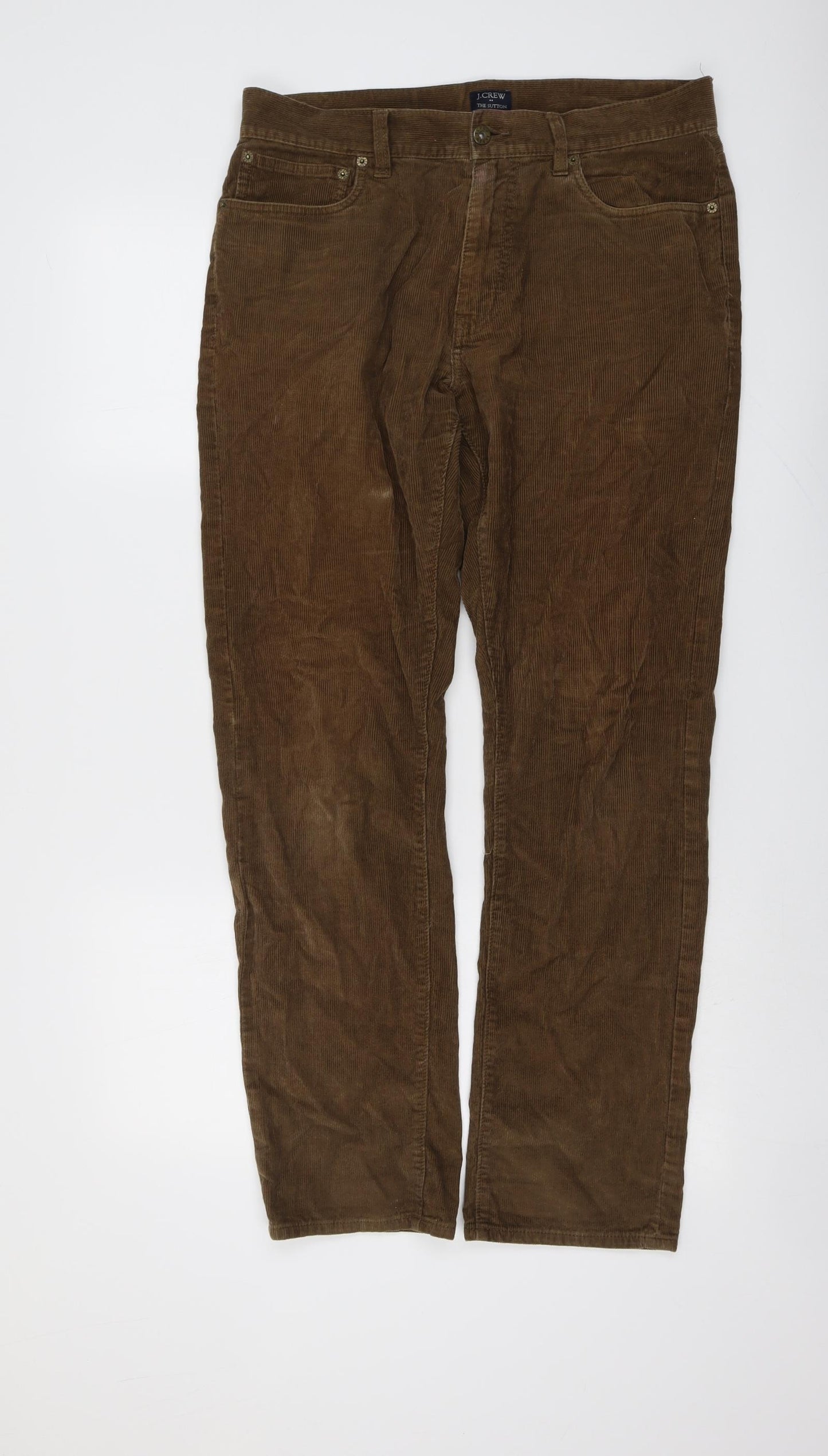 J.CREW Mens Brown Cotton Trousers Size 31 in L32 in Regular Button