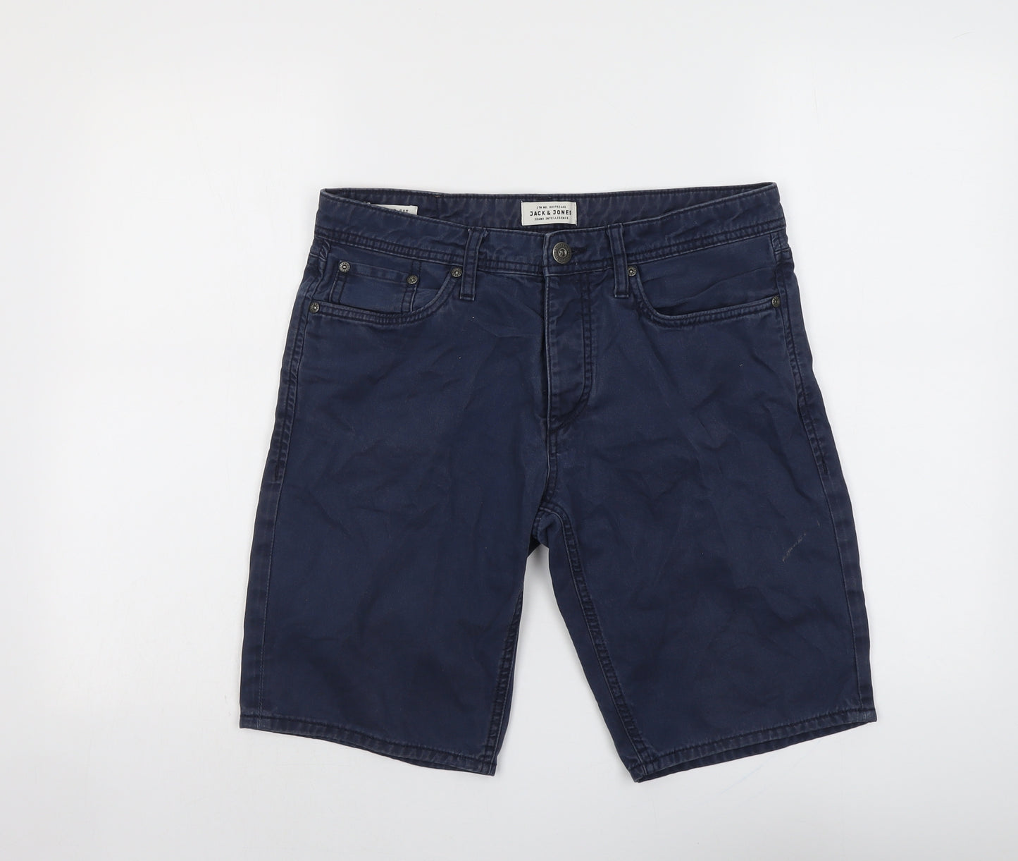 JACK & JONES Mens Blue Cotton Chino Shorts Size M L11 in Regular Button