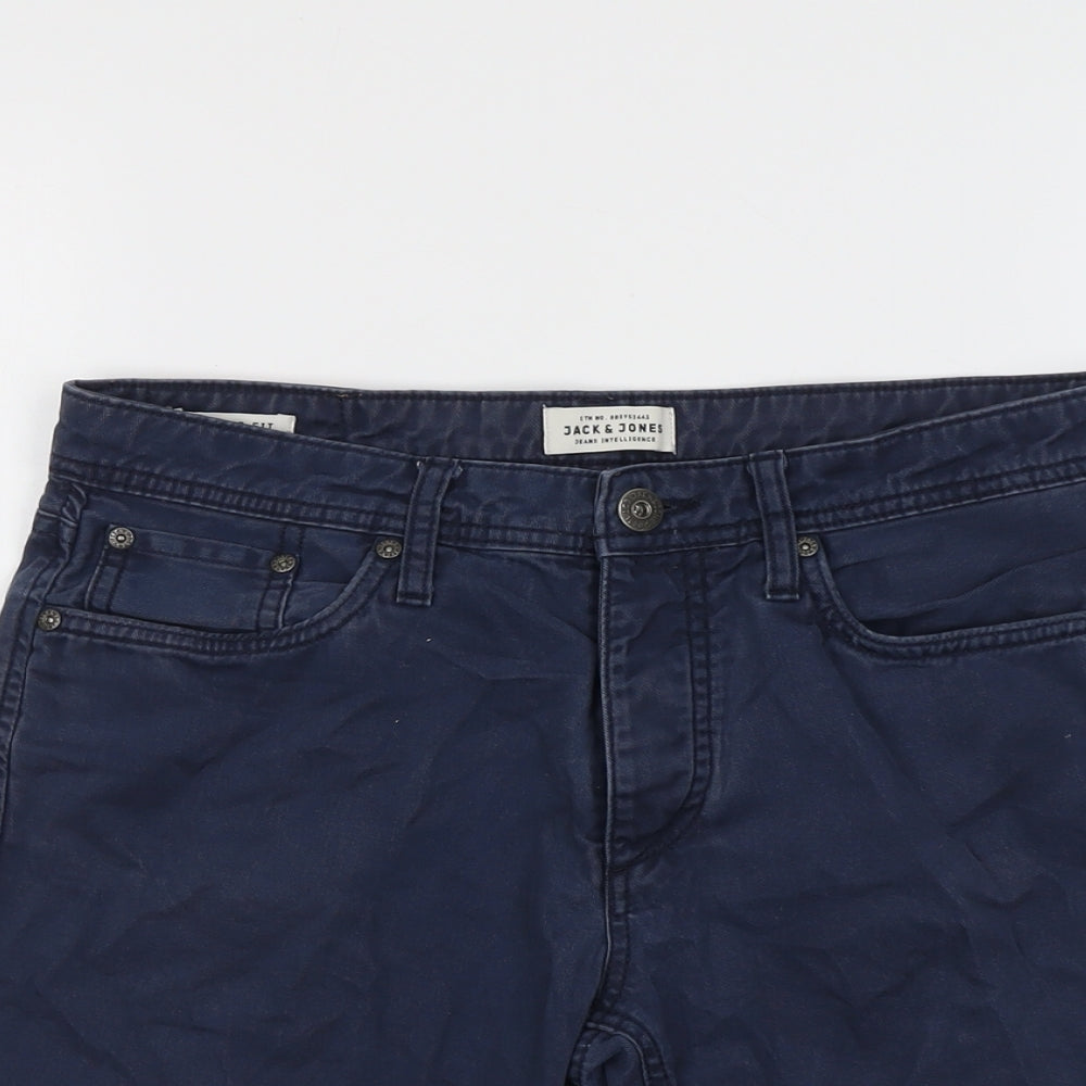 JACK & JONES Mens Blue Cotton Chino Shorts Size M L11 in Regular Button