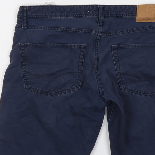 JACK & JONES Mens Blue Cotton Chino Shorts Size M L11 in Regular Button