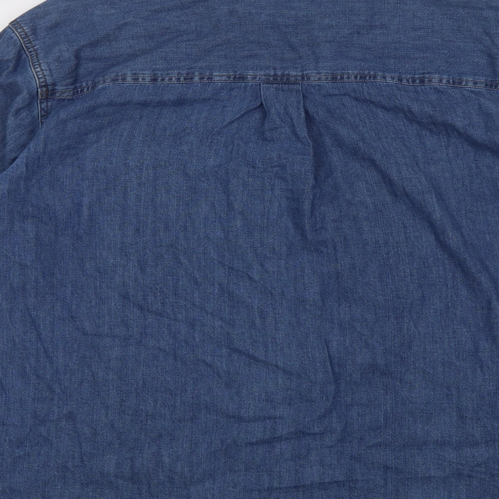 Marks and Spencer Womens Blue Cotton Basic Button-Up Size 18 Collared