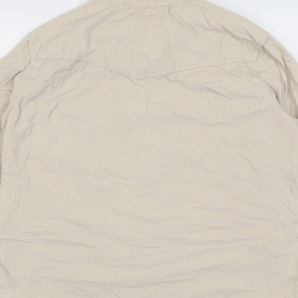 Per Una Womens Beige Cotton Basic Button-Up Size 14 Collared