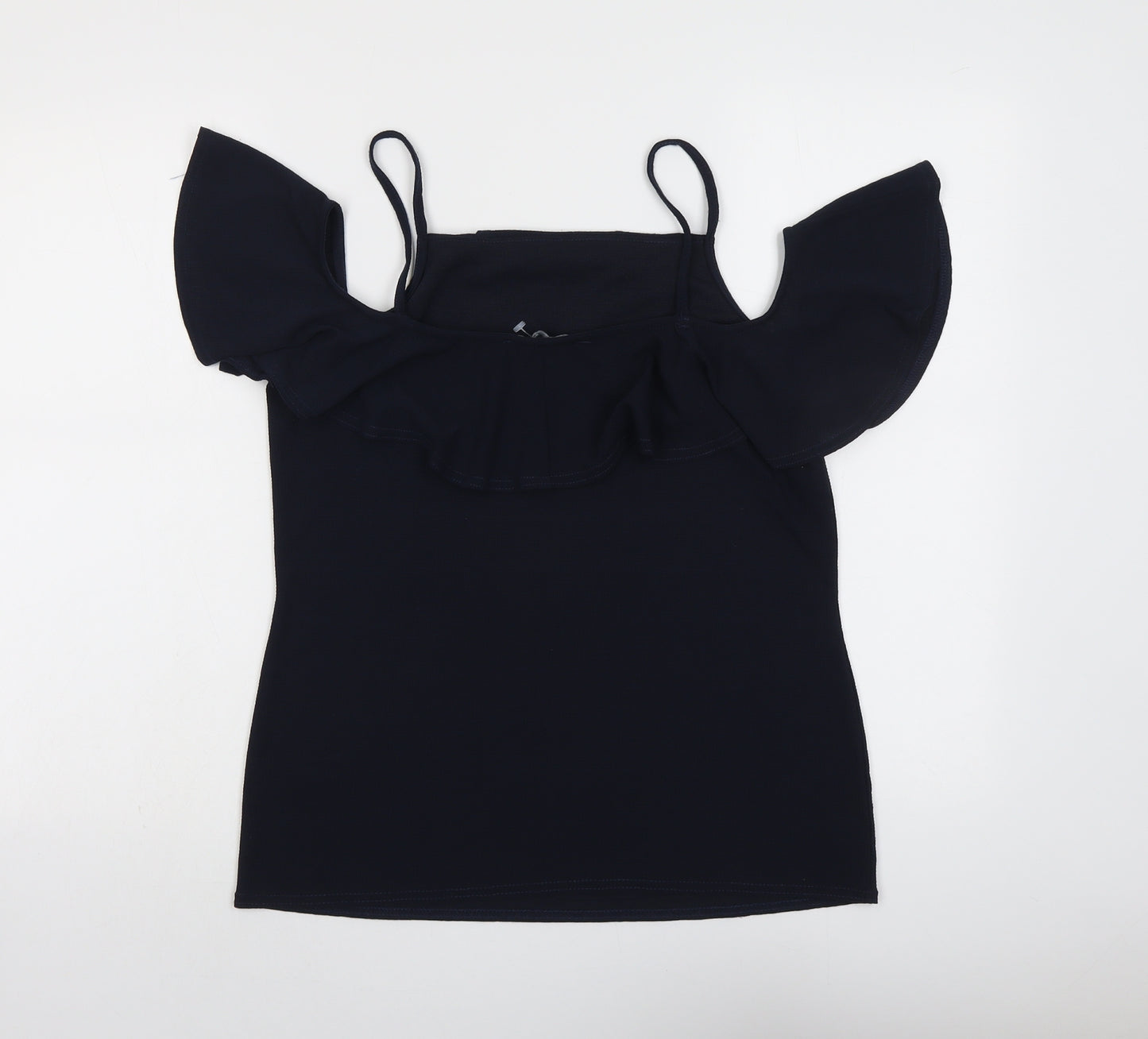 Dorothy Perkins Womens Blue Polyester Basic Blouse Size 12 Square Neck - Cold Shoulder Detail