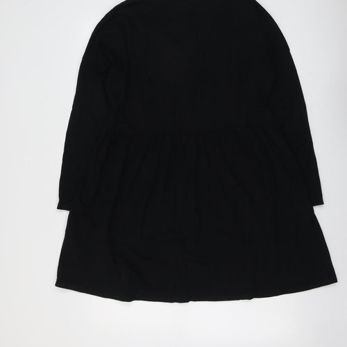 ASOS Womens Black Cotton A-Line Size 10 V-Neck Button