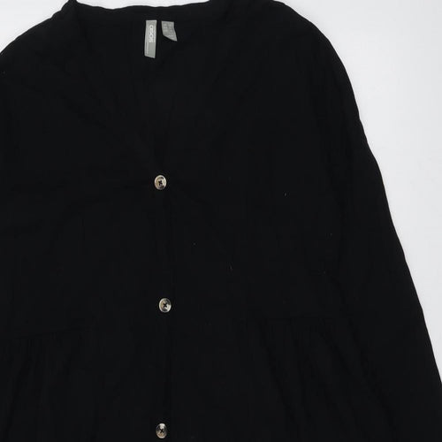 ASOS Womens Black Cotton A-Line Size 10 V-Neck Button