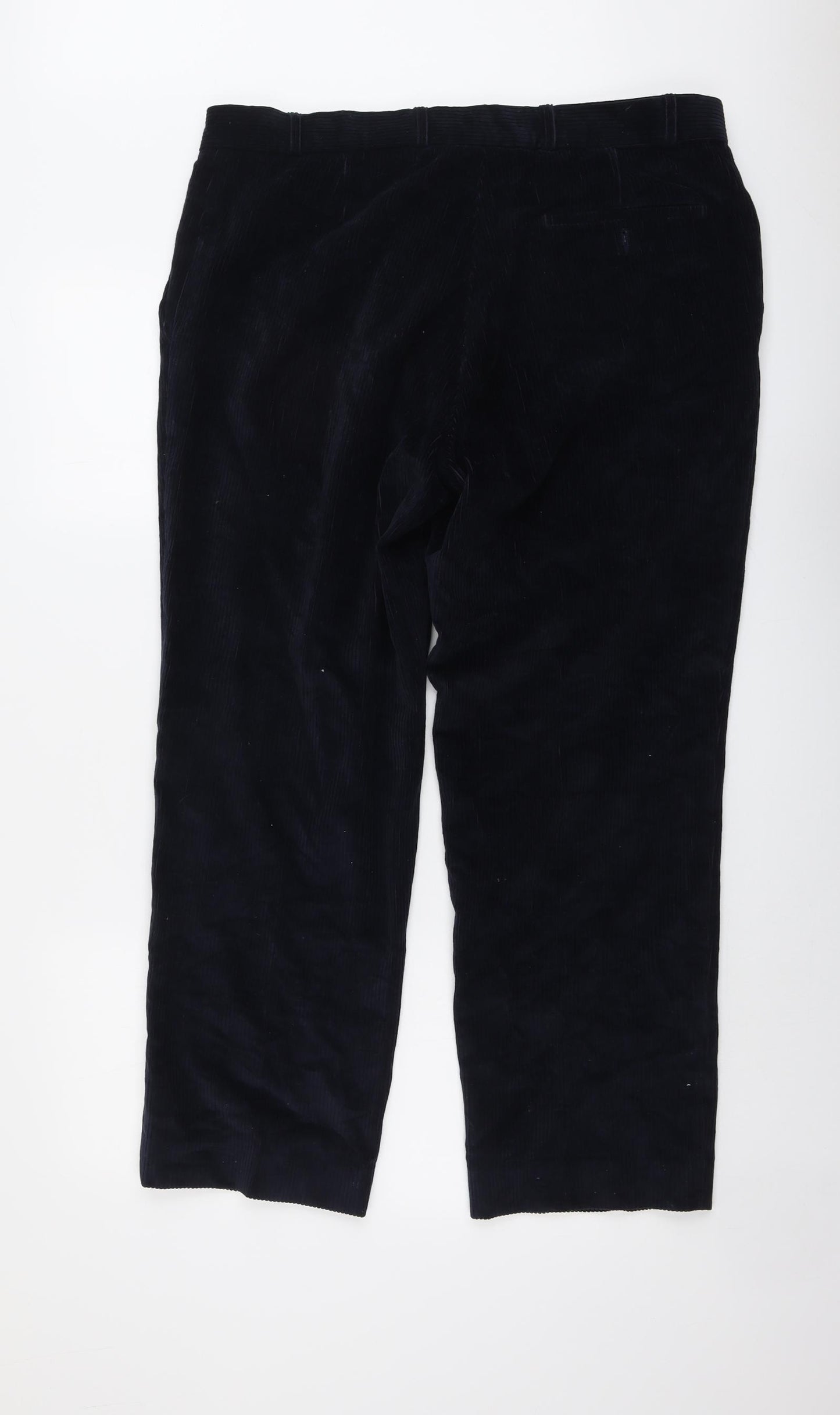 Simon Taylor Mens Blue Cotton Cropped Trousers Size 38 in L29 in Regular Button