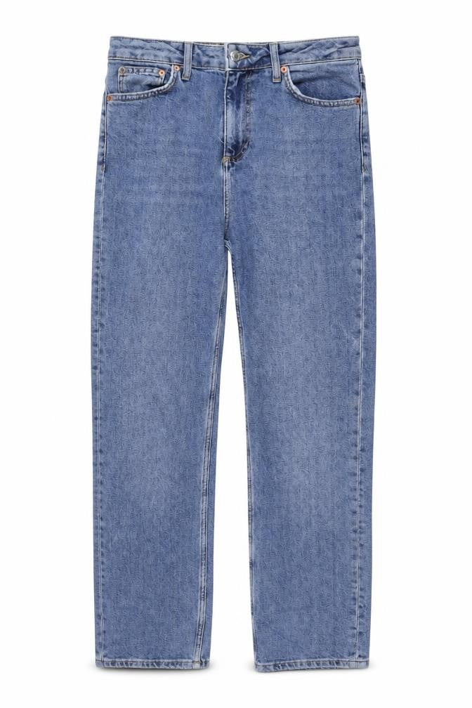 Topshop Womens Blue Cotton Straight Jeans Size 28 in L29 in Regular Button