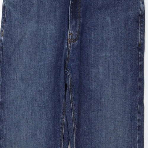 Marks and Spencer Mens Blue Cotton Straight Jeans Size 32 in L29 in Regular Button
