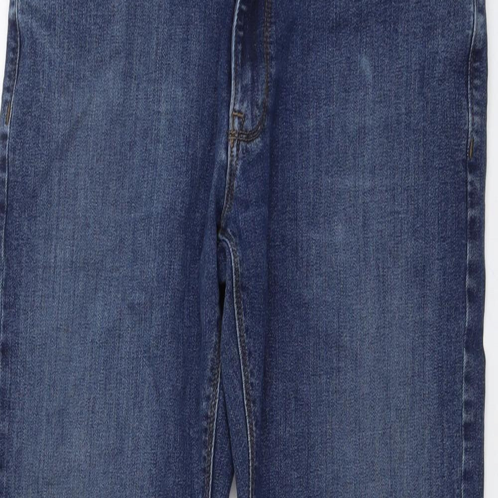 Marks and Spencer Mens Blue Cotton Straight Jeans Size 32 in L29 in Regular Button