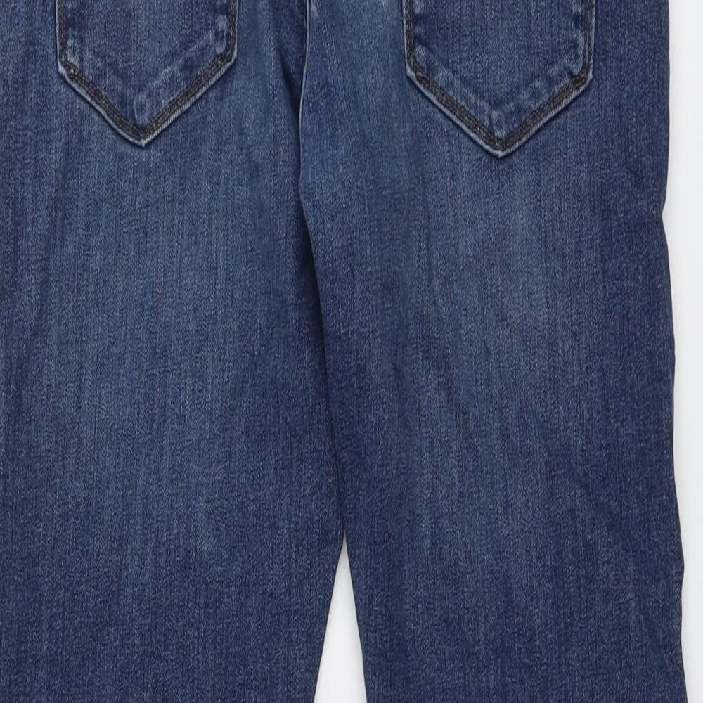 Marks and Spencer Mens Blue Cotton Straight Jeans Size 32 in L29 in Regular Button