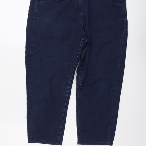 Marks and Spencer Womens Blue Cotton Cropped Jeans Size 16 L21 in Regular Button