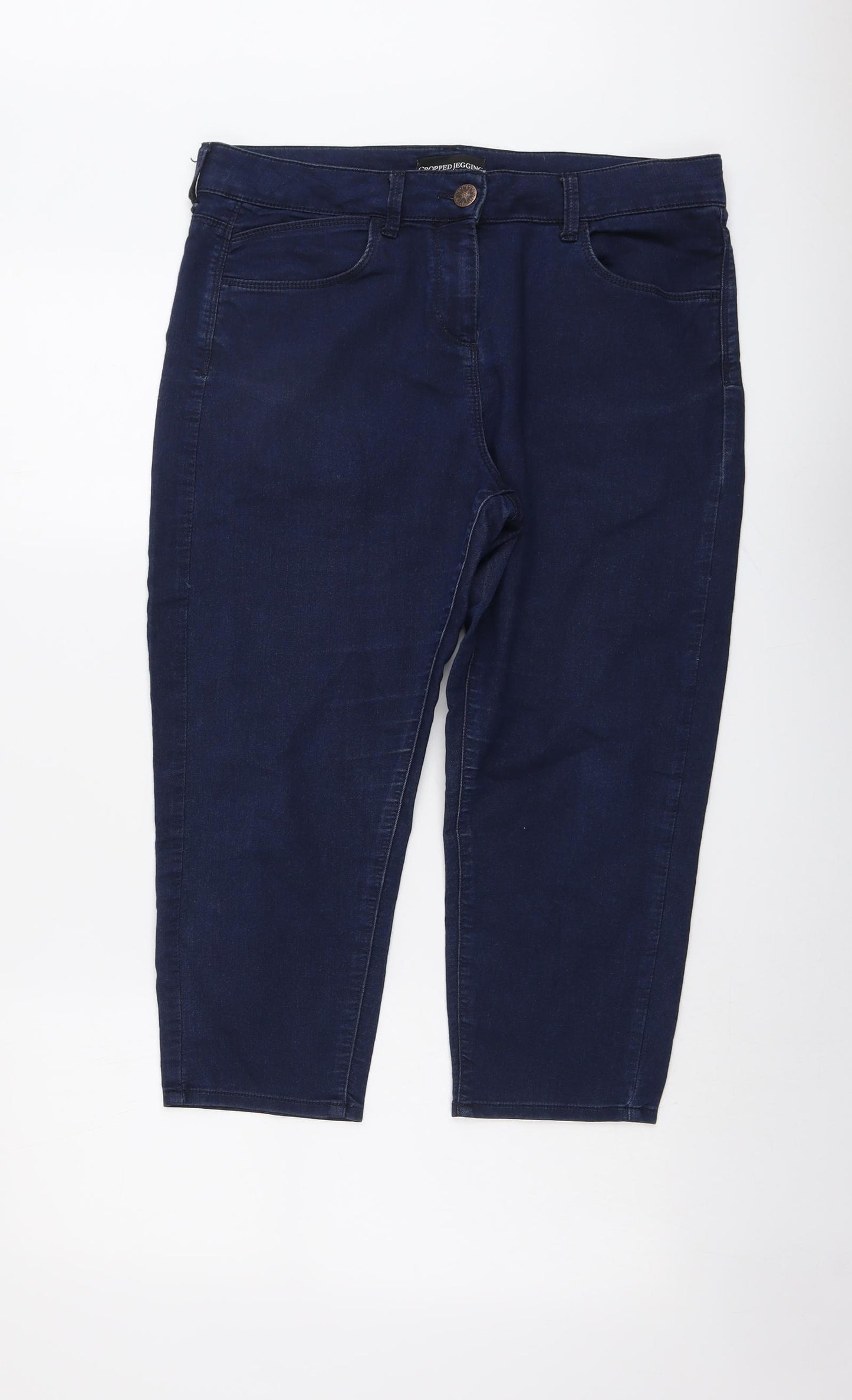 Marks and Spencer Womens Blue Cotton Cropped Jeans Size 16 L21 in Regular Button