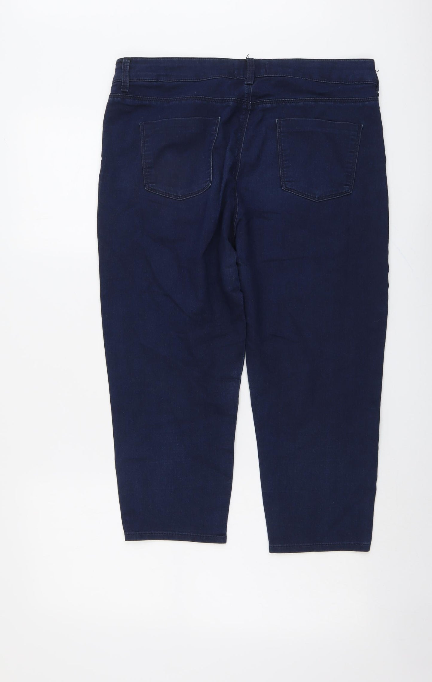 Marks and Spencer Womens Blue Cotton Cropped Jeans Size 16 L21 in Regular Button