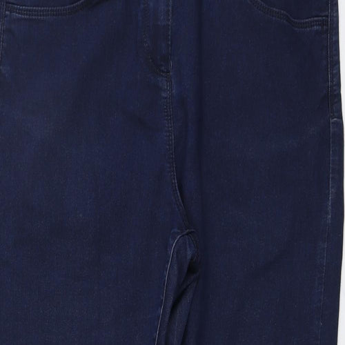 Marks and Spencer Womens Blue Cotton Cropped Jeans Size 16 L21 in Regular Button