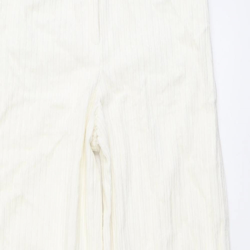 Marks and Spencer Womens Ivory Cotton Trousers Size 8 L33 in Regular Button
